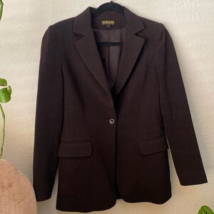 Vintage chocolate brown worsted wool blazer
